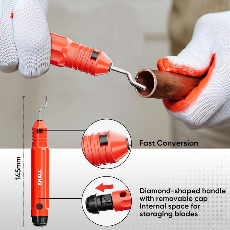 SHALL طقم قواطع الأنابيب 4 قطع، قاطع أنابيب نحاسية ثقيلة من 1/4’’ إلى 2’’ OD، قاطع أنابيب صغير من 1/8’’ إلى 7/8’’، أداة إزالة الشوائب وموسع الأنابيب الداخلية والخارجية للنحاس والألمنيوم والفولاذ المقاوم للصدأ وأنابيب PVC - Image 4